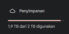 Penyimpanan: 1,9 TB dari 2 TB digunakan